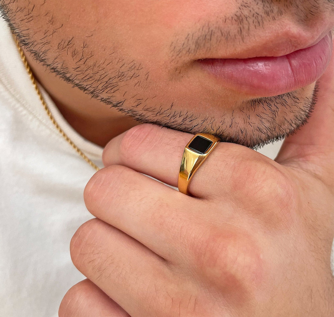 gold-black-onyx-signet-ring-mens-waterproof-jewelry-tarnish-free