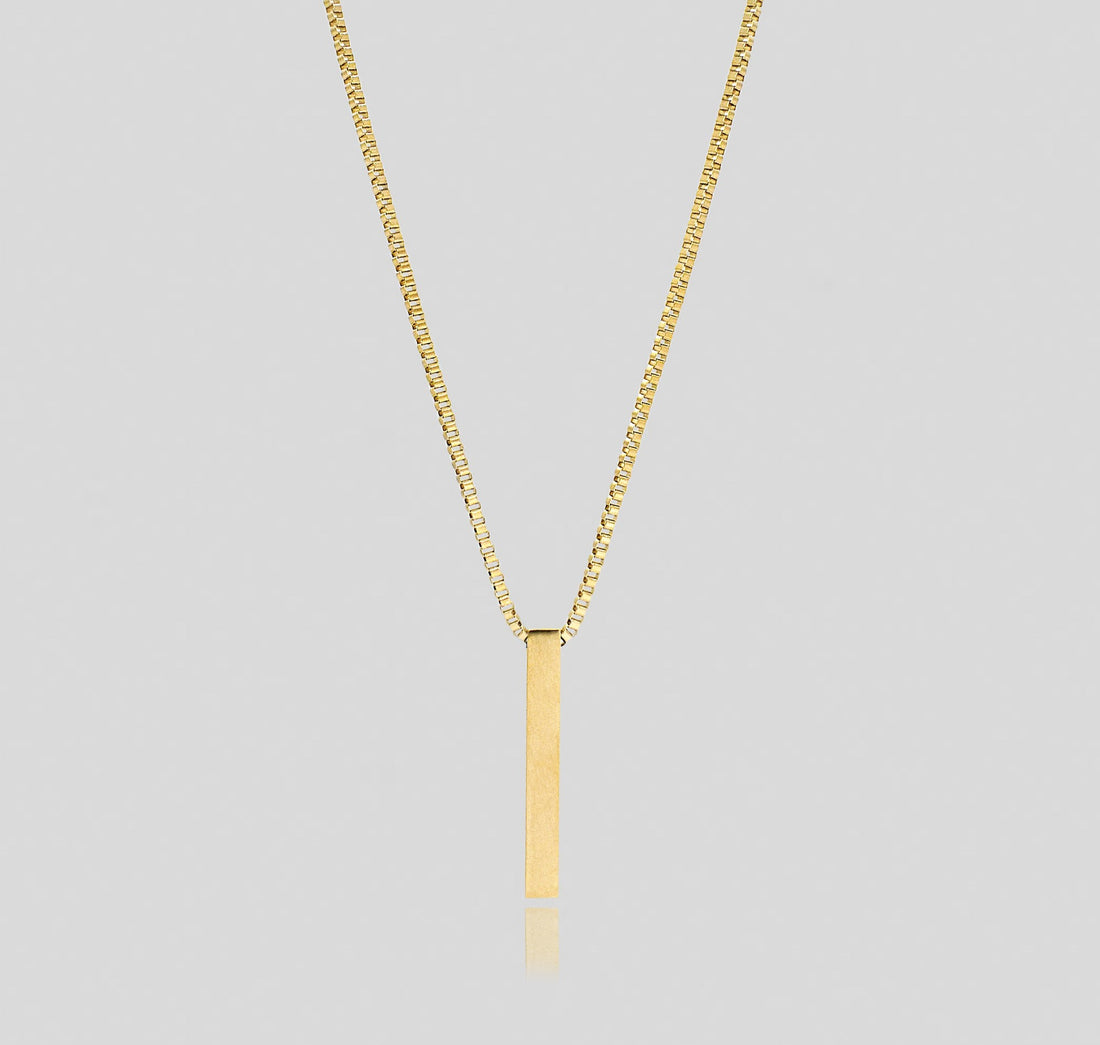 gold bar pendant necklace mens waterproof jewelry