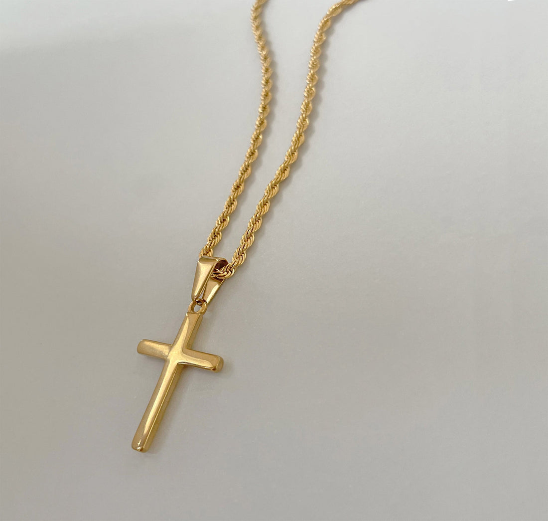 gold cross necklace mens waterproof jewelry