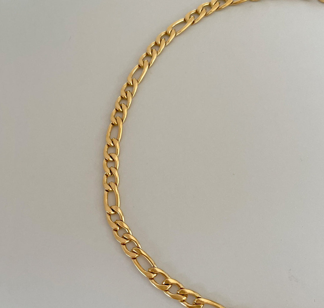 gold figaro chain mens waterproof jewelry