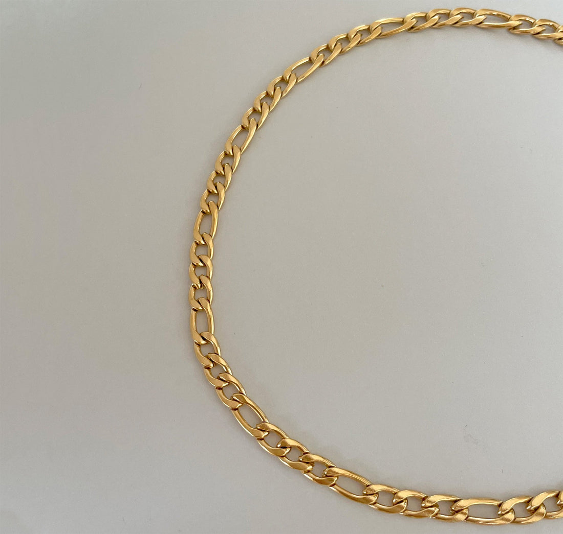 gold figaro chain necklace mens waterproof jewelry