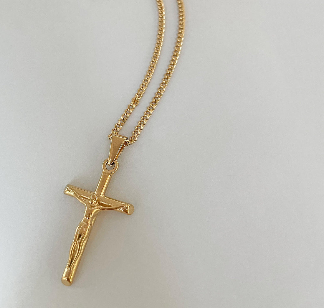 gold jesus pendant men necklace waterproof jewelry