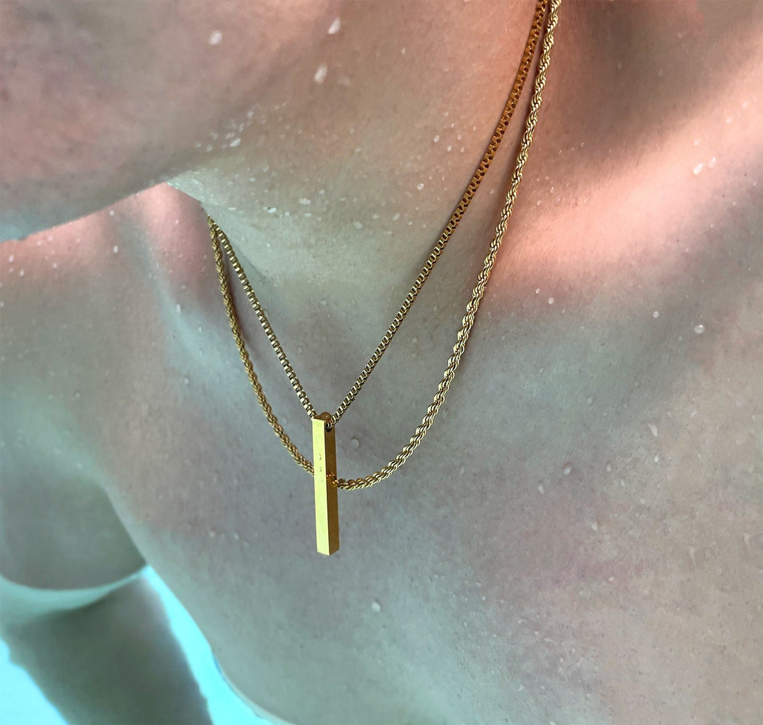 thin gold rope chain necklace mens waterproof jewelry