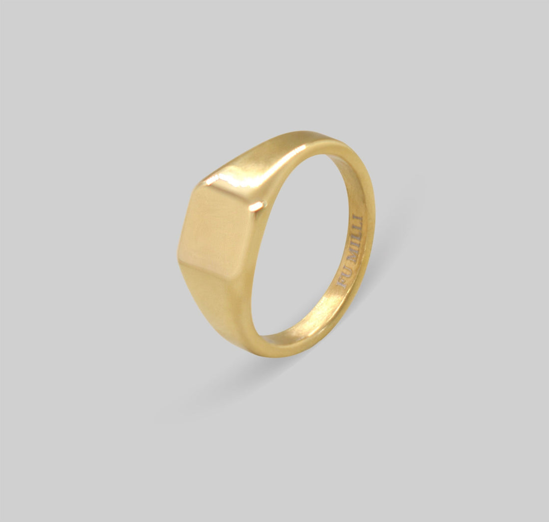 gold signet ring mens waterproof jewelry