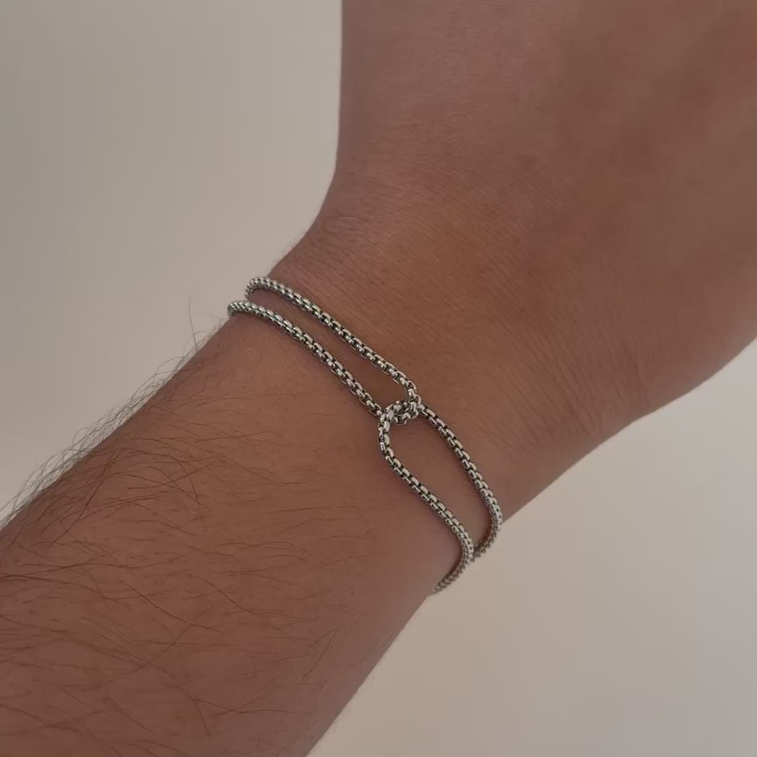 SILVER DOUBLE LAYER LOOP CHAIN BRACELET