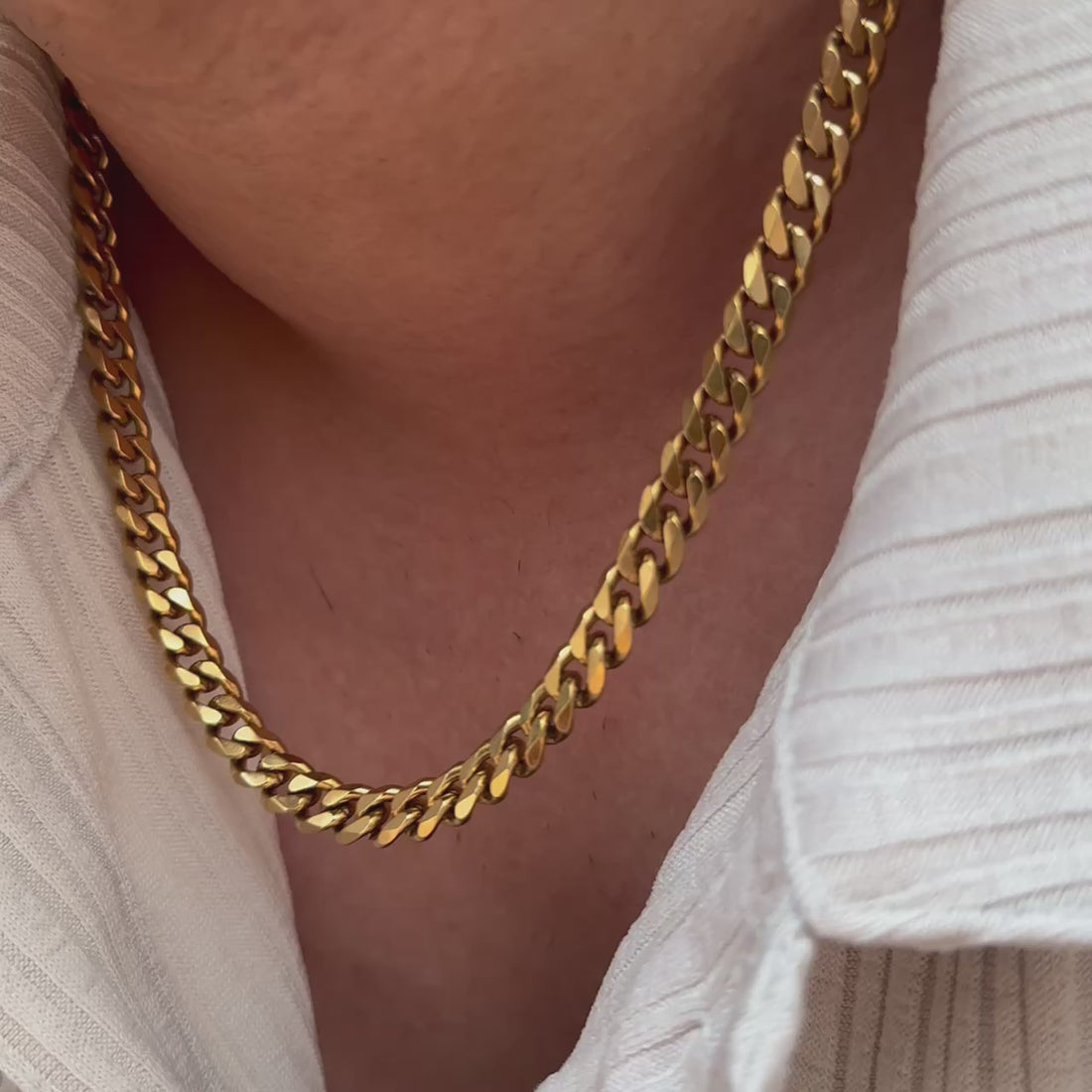 GOLD CURB CHAIN NECKLACE - 7MM