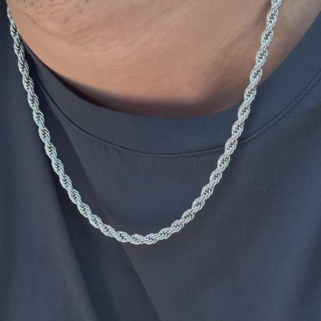 SILVER ROPE CHAIN NECKLACE - 5MM