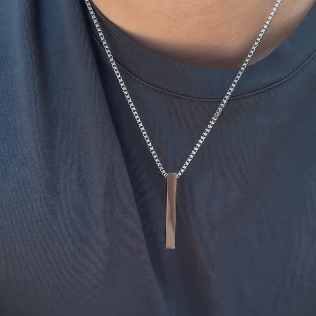 SILVER BAR PENDANT NECKLACE