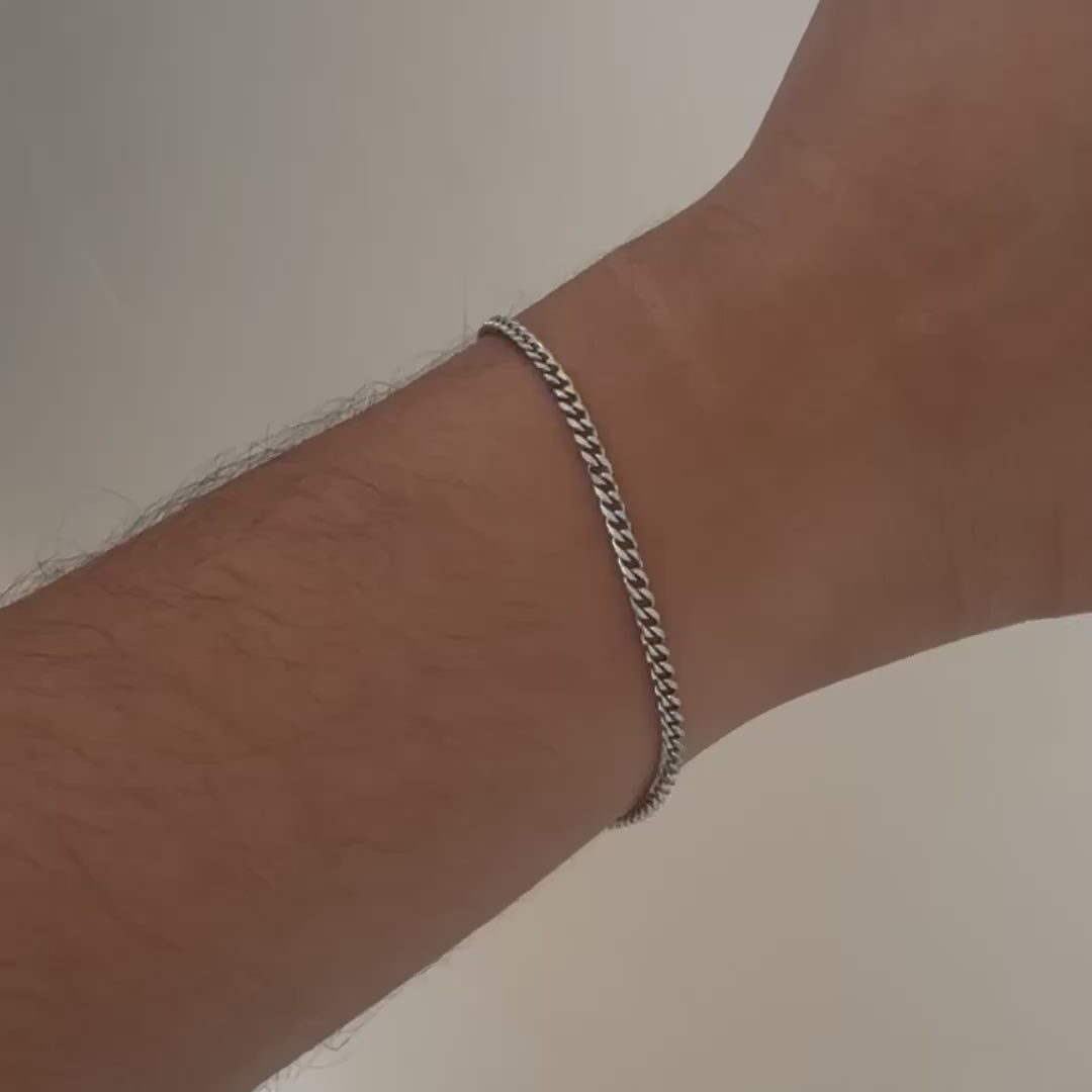 SILVER CURB CHAIN BRACELET- 3MM