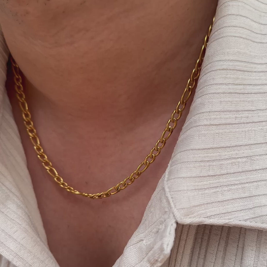 GOLD FIGARO CHAIN NECKLACE 5MM