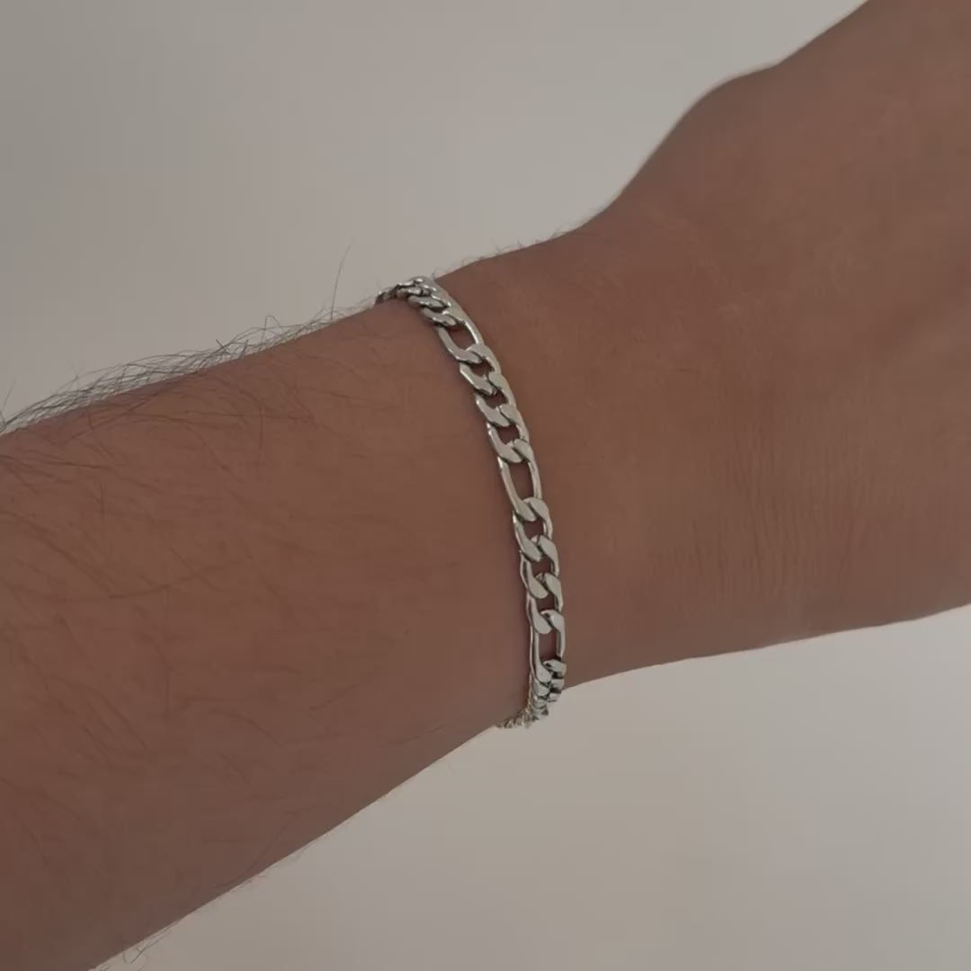 SILVER FIGARO CHAIN BRACELET - 5MM