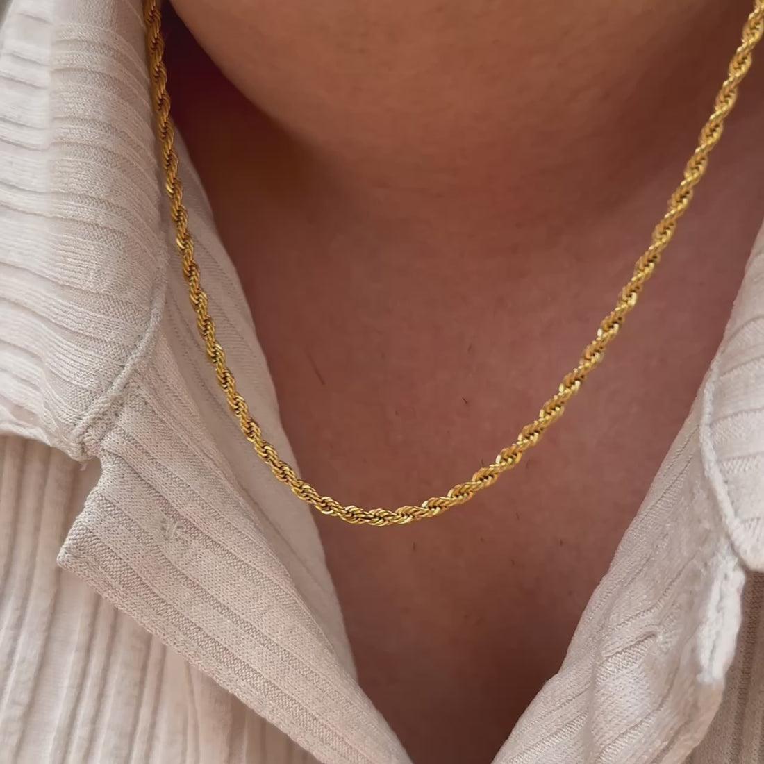 GOLD ROPE CHAIN NECKLACE - 3MM