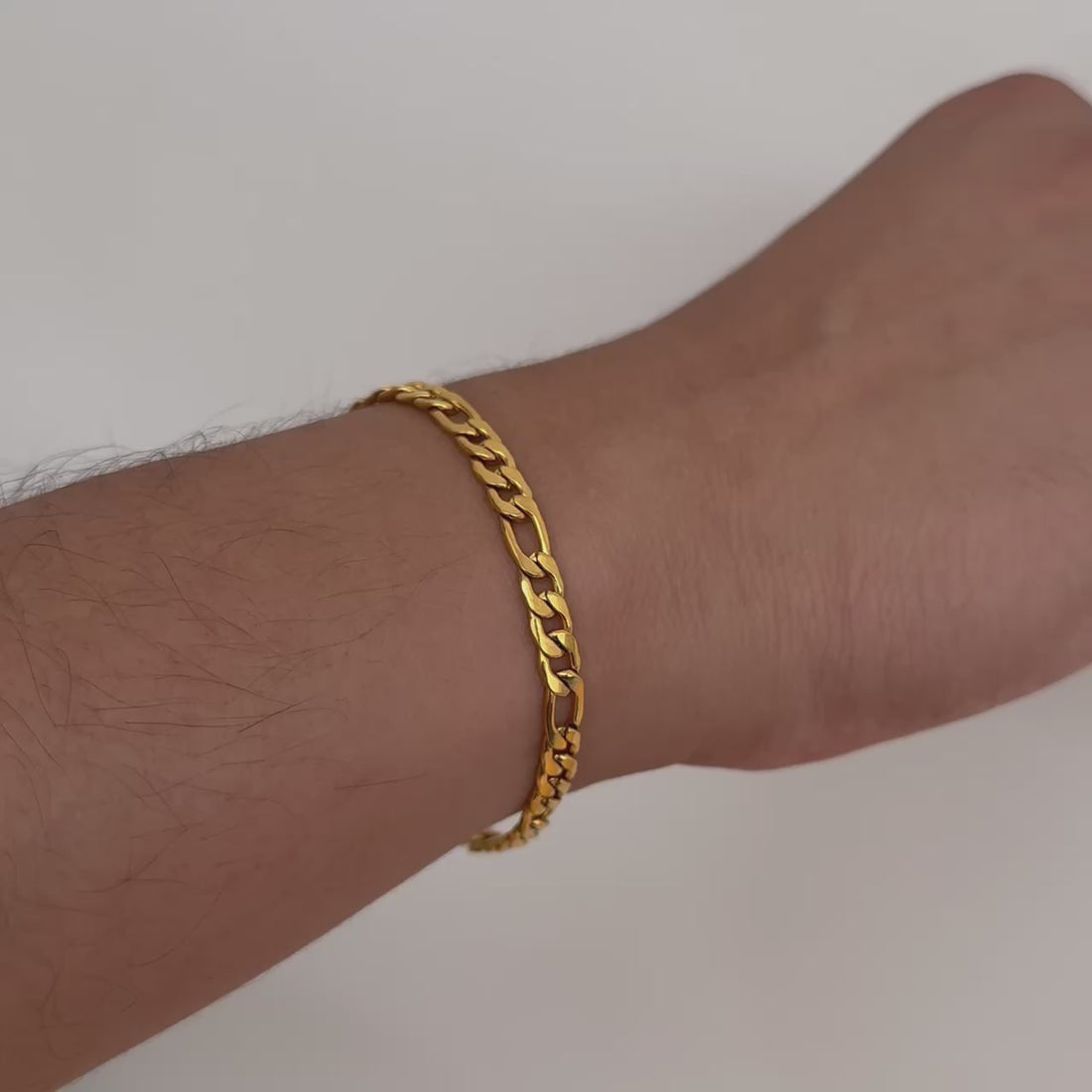 GOLD FIGARO CHAIN BRACELET - 5MM