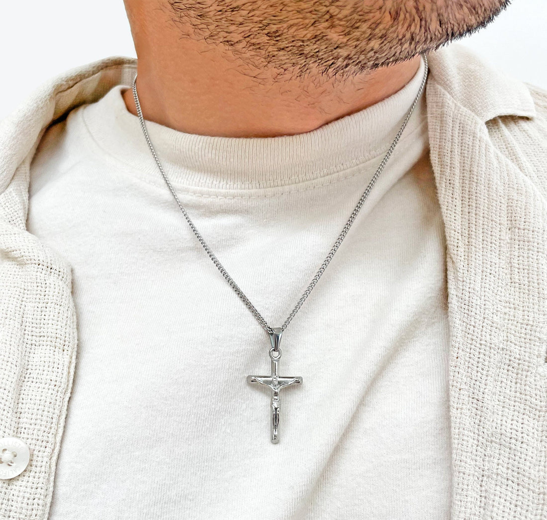 silver jesus pendant men necklace waterproof jewelry