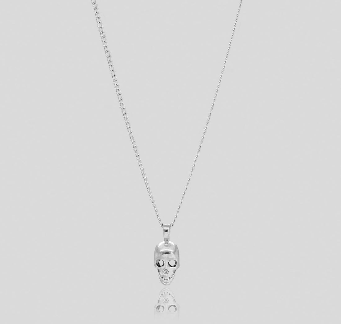 silver skull pendant necklace mens waterproof jewelry