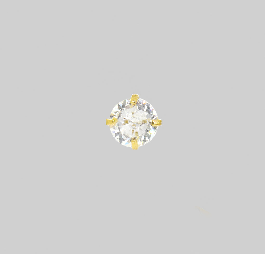 GOLD CZ DIAMOND STUD EARRINGS - 4MM