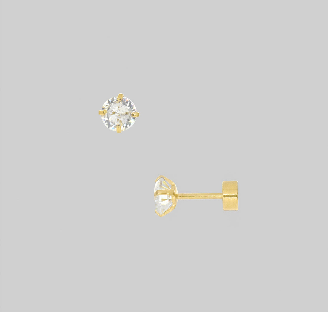 gold diamond stud  mens waterproof jewelry