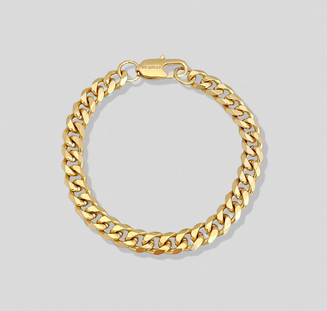 thick gold curb chain bracelet mens waterproof jewelry