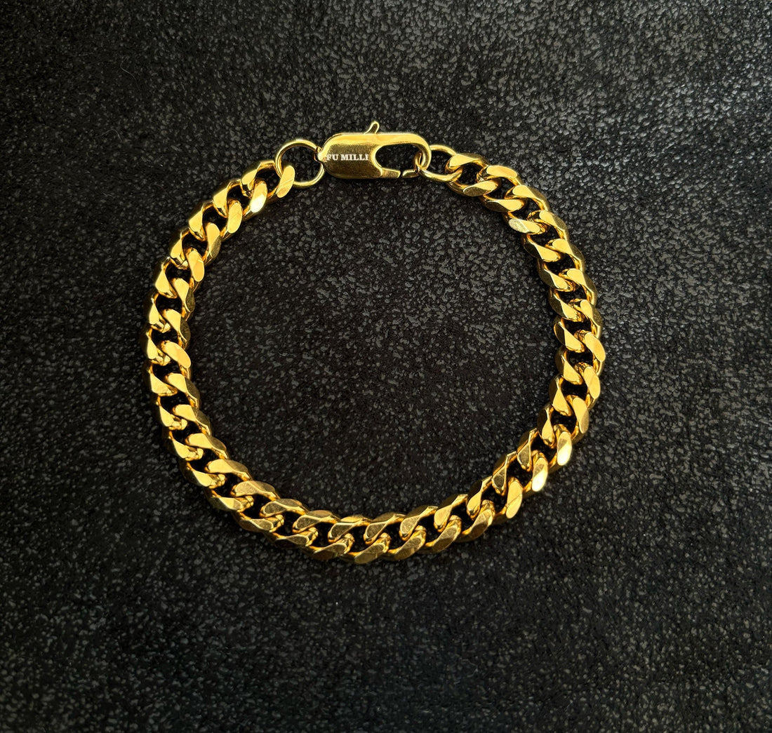 thick gold curb chain bracelet mens waterproof jewelry